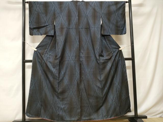 平和屋着物■本場大島紬　割り込み絣　幾何学文様　正絹　逸品　CABF9329ev