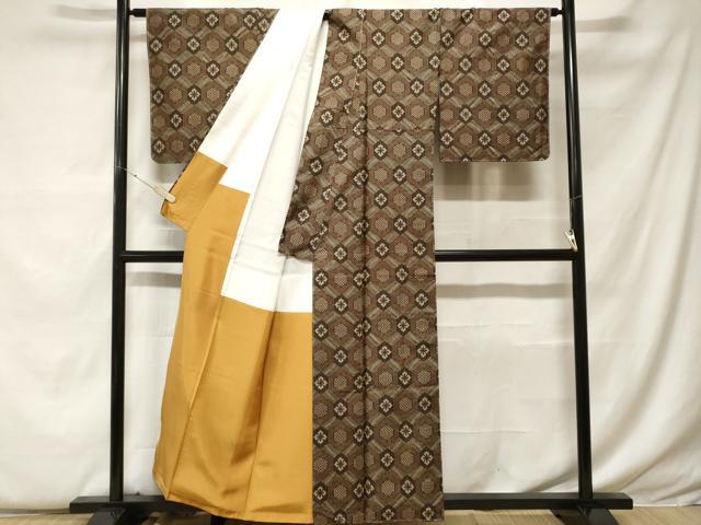 平和屋着物■本場村山大島紬　亀甲花菱文　正絹　逸品　未使用　CABF9330ev