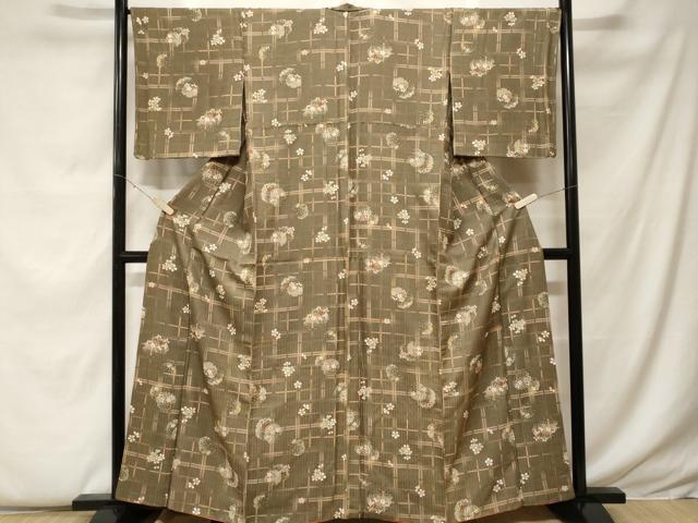 平和屋着物■上質な小紋 雪輪花文 金彩 正絹 逸品 CABF9331ev