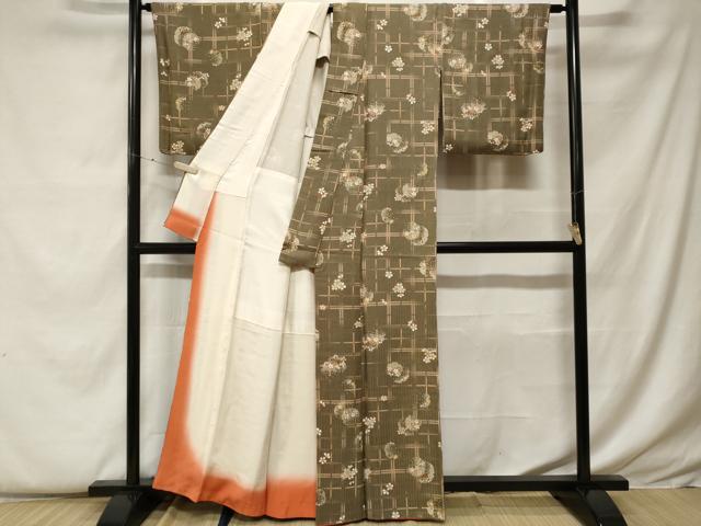 平和屋着物■上質な小紋 雪輪花文 金彩 正絹 逸品 CABF9331ev