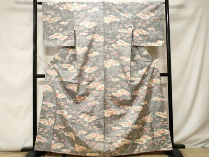 平和屋着物■上質な紬 雲取り草花文 正絹 逸品 CABF9334ev