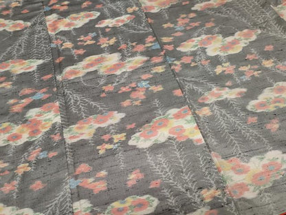 平和屋着物■上質な紬 雲取り草花文 正絹 逸品 CABF9334ev