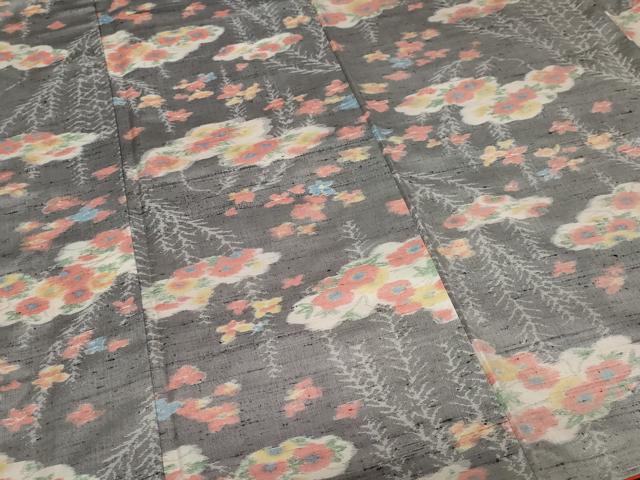 平和屋着物■上質な紬 雲取り草花文 正絹 逸品 CABF9334ev