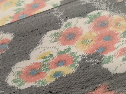 平和屋着物■上質な紬 雲取り草花文 正絹 逸品 CABF9334ev