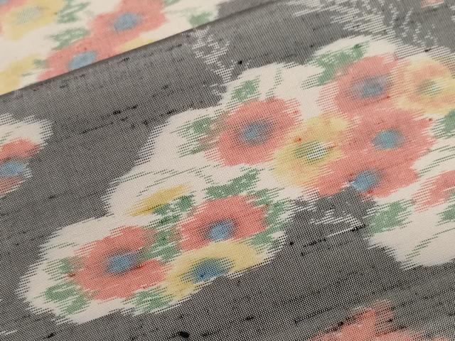 平和屋着物■上質な紬 雲取り草花文 正絹 逸品 CABF9334ev