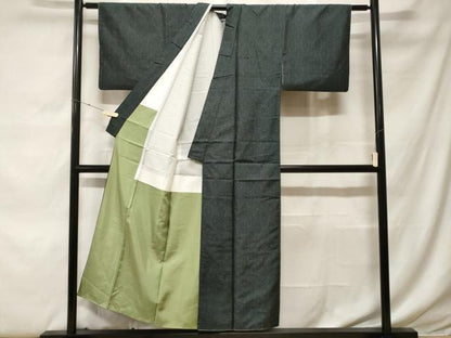 平和屋着物■本場大島紬　割り込み絣　幾何学文　正絹　逸品　CABF9344ev
