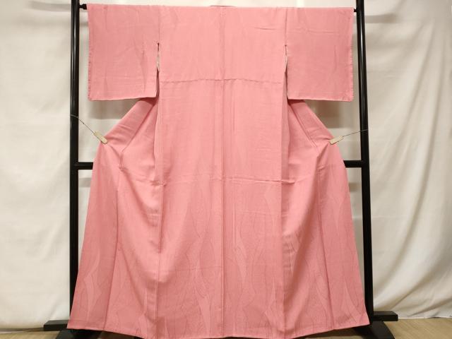 平和屋着物■上質な色無地 花四季氏地紋 薄紅色 正絹 逸品 CABF9350ev