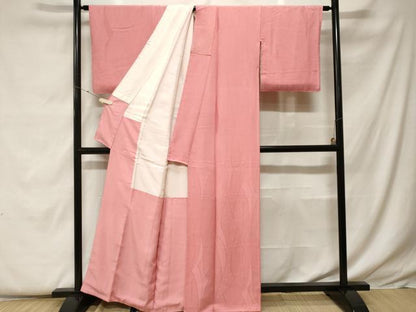 平和屋着物■上質な色無地 花四季氏地紋 薄紅色 正絹 逸品 CABF9350ev