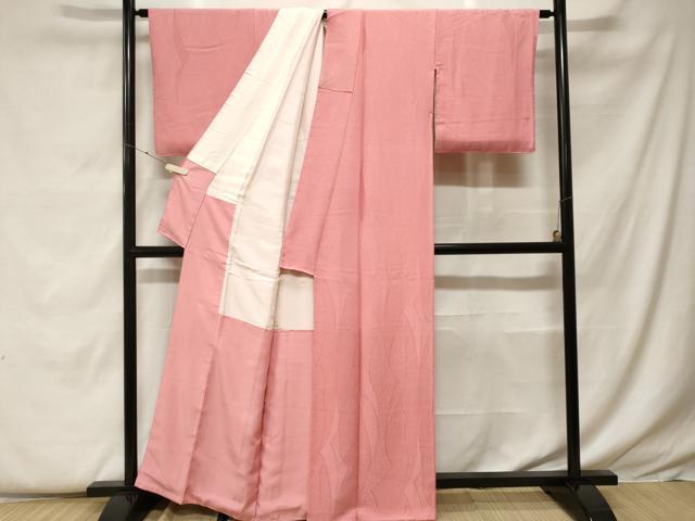 平和屋着物■上質な色無地 花四季氏地紋 薄紅色 正絹 逸品 CABF9350ev
