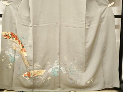 平和屋着物■訪問着 地紙万寿菊草花文 暈し染め 金彩 正絹 逸品 CABF9354ev