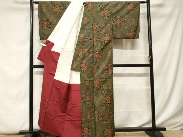 平和屋着物■本場大島紬　7マルキ　幾何学文　正絹　逸品　CABF9362ev