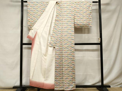 平和屋着物■上質な小紋 菱蝶文 正絹 逸品 未使用 CABF9367ev
