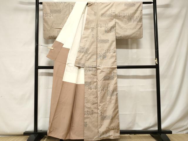 平和屋着物■上質な紬 横段幾何学文 正絹 逸品 CABF9368ev