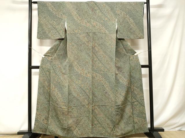 平和屋着物■上質な小紋 更紗吉祥花文 金彩 鬼しぼ縮緬 ますいわ屋扱い 正絹 逸品 CABF9369ev