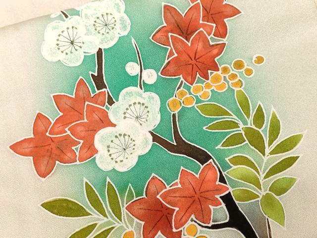 平和屋着物■訪問着 枝楓梅文 暈し染め 正絹 逸品 未使用 CABF9372ev