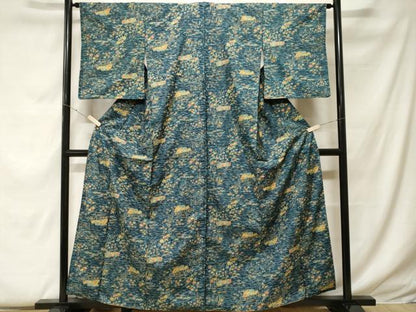 平和屋着物■本場染大島紬 流水草花文 正絹 逸品 CABF9375ev
