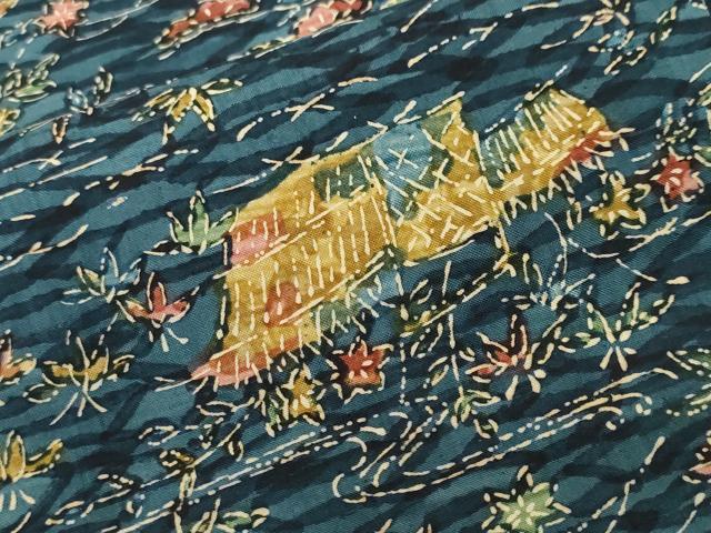 平和屋着物■本場染大島紬 流水草花文 正絹 逸品 CABF9375ev