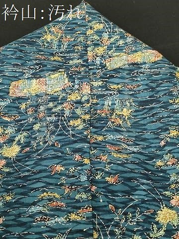 平和屋着物■本場染大島紬 流水草花文 正絹 逸品 CABF9375ev