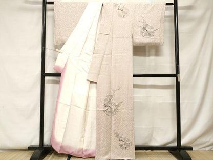 平和屋着物■訪問着 刺繍 松竹梅 銀糸 正絹 逸品 CABF9376ev