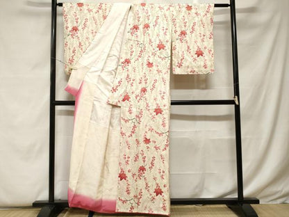 平和屋着物■上質な小紋 枝梅文 舞楓文 正絹 逸品 CABF9378ev