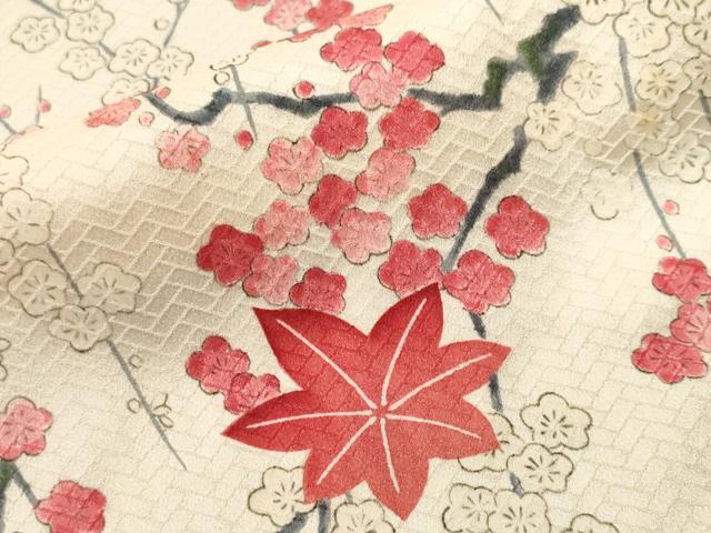平和屋着物■上質な小紋 枝梅文 舞楓文 正絹 逸品 CABF9378ev