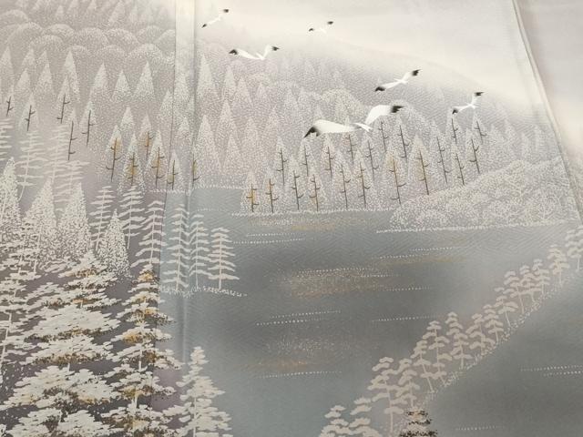 平和屋着物■訪問着 樹林飛鳥文 暈し染め 金彩 正絹 逸品 CABF9381ev