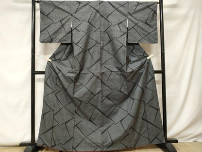 平和屋着物■本場大島紬　幾何学文様　正絹　逸品　CABF9391ev