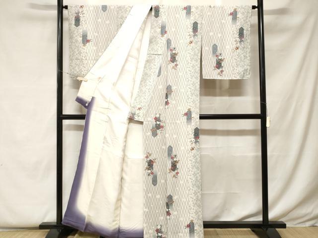 平和屋着物■上質な小紋　立涌飛鳥花蝶文　暈し染め　金彩　正絹　逸品　CABF9397ev
