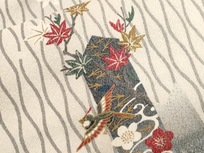 平和屋着物■上質な小紋　立涌飛鳥花蝶文　暈し染め　金彩　正絹　逸品　CABF9397ev