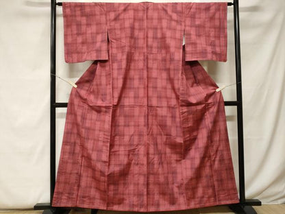 平和屋着物■上質な紬 格子柄 正絹 逸品 未使用 CABF9406ev