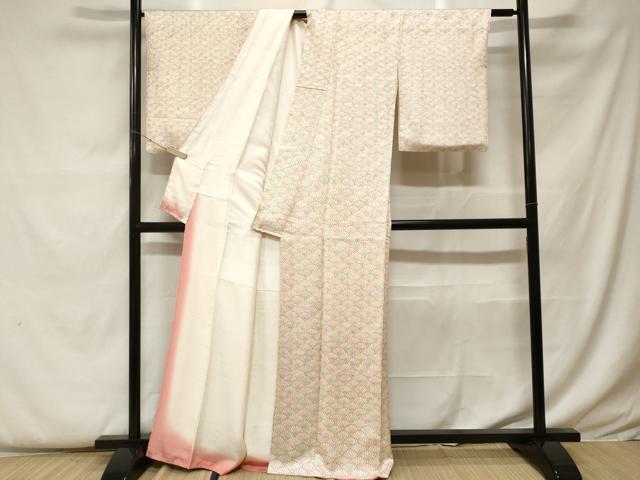 平和屋着物■上質な小紋　青海波花文　正絹　逸品　CABF9409ev