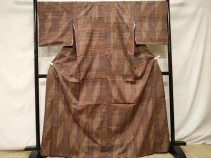 平和屋着物■上質な紬 幾何学文 正絹 逸品 CABF9410ev