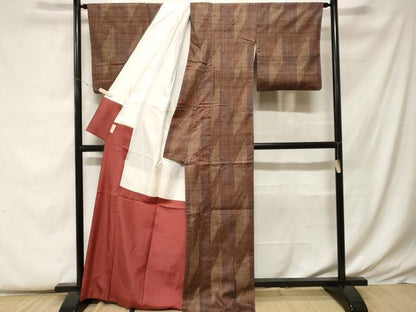 平和屋着物■上質な紬 幾何学文 正絹 逸品 CABF9410ev