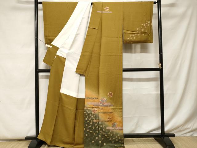 平和屋着物■訪問着 流水草花丸文 暈し染め 金彩 正絹 逸品 CABF9412ev