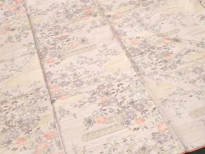 平和屋着物■上質な紬　吉祥枝花文　正絹　逸品　CABF9416ev