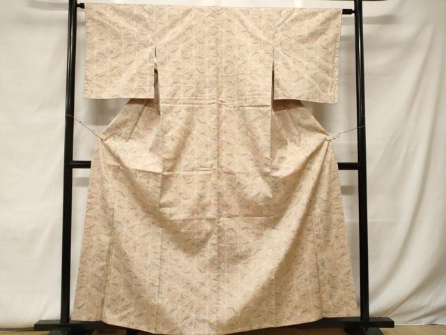 平和屋着物■上質な紬　麻の葉文様　正絹　逸品　CABF9433ev