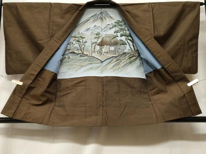 平和屋着物■男性　紬　憲法色　アンサンブル　正絹　逸品　CABF9459ev