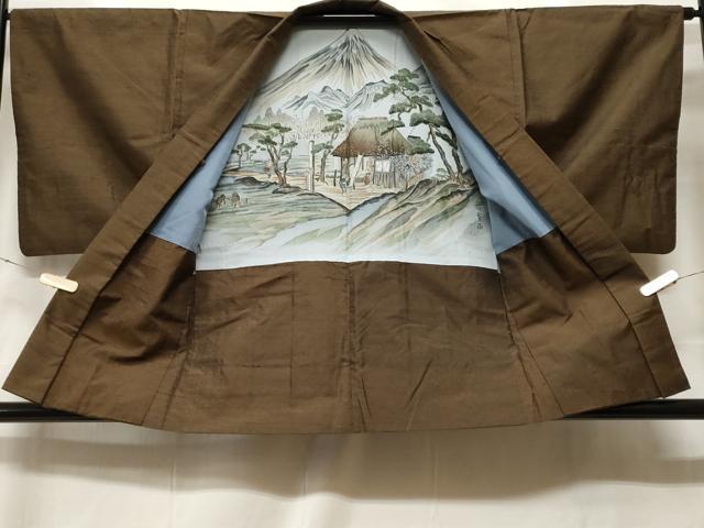 平和屋着物■男性　紬　憲法色　アンサンブル　正絹　逸品　CABF9459ev