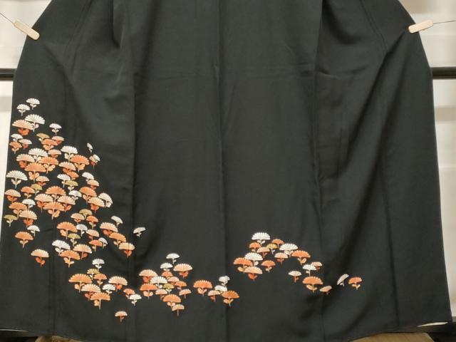 平和屋着物■豪華黒留袖　総刺繍　菊文　金糸　正絹　逸品　CABF9505ev