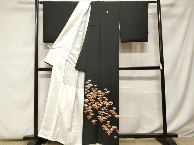 平和屋着物■豪華黒留袖　総刺繍　菊文　金糸　正絹　逸品　CABF9505ev