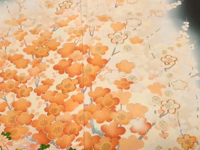 平和屋着物■豪華黒留袖　駒刺繍　籬枝梅文　暈し染め　金彩　正絹　逸品　CABF9511ev