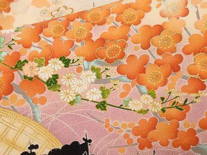 平和屋着物■豪華黒留袖　駒刺繍　籬枝梅文　暈し染め　金彩　正絹　逸品　CABF9511ev