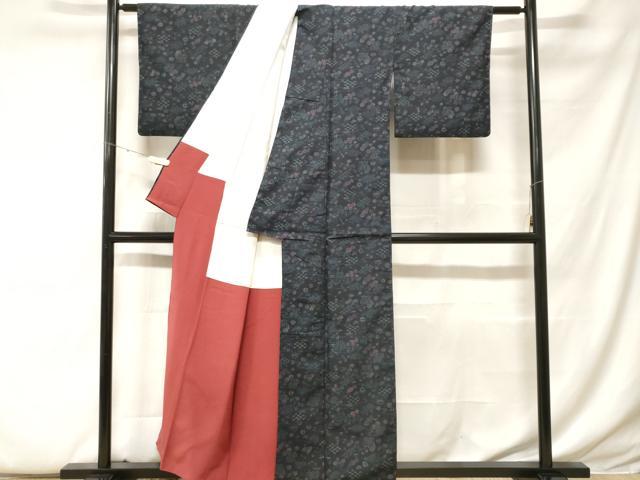 平和屋着物■上質な紬　流水吉祥花文　正絹　逸品　CABF9525ev