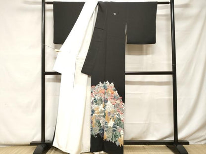 平和屋着物■豪華黒留袖　樹林花文　正絹　逸品　CABF9529ev
