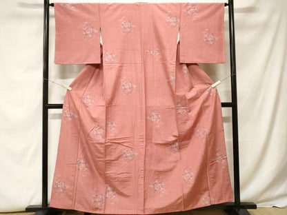 平和屋着物■上質な紬　雪輪草花文　正絹　逸品　CABF9533ev