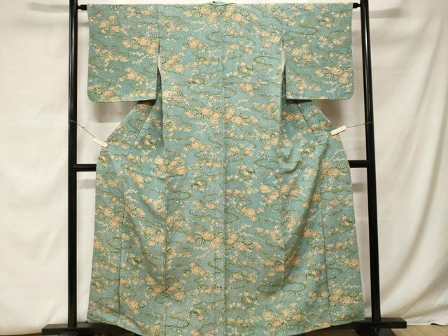 平和屋着物■上質な小紋 雲取り花文 正絹 逸品 CABF9541ev