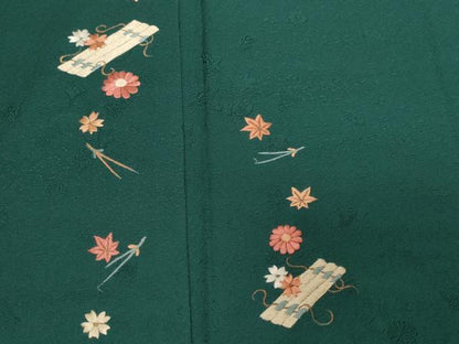 平和屋着物■色留訪問着 刺繍 溢れ松葉吹き寄せ文 鈴乃屋扱い 正絹 逸品 CABF9544ev