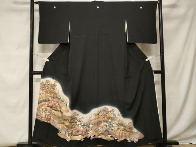 平和屋着物■豪華黒留袖 御所解文 暈し染め 金彩 正絹 逸品 CABF9546ev