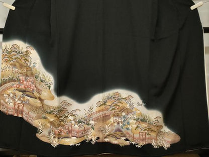 平和屋着物■豪華黒留袖 御所解文 暈し染め 金彩 正絹 逸品 CABF9546ev