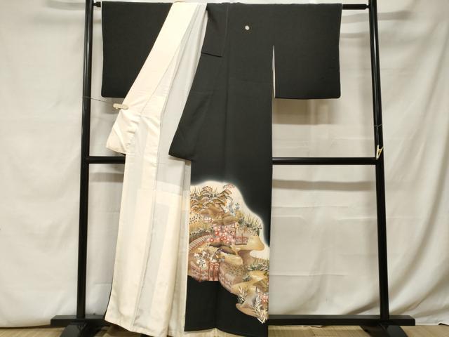 平和屋着物■豪華黒留袖 御所解文 暈し染め 金彩 正絹 逸品 CABF9546ev